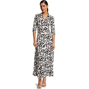 Morgan Kleid, lang, ausgestellt, Abstrakter Druck, Offwhite/Schwarz, Größe 38 Morgan Kleid, lang, ausgestellt, Abstrakter Druck, Offwhite/Schwarz, Größe 38