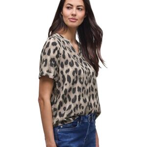 Street One Damen Bluse mit Split Neck und Animal Print Street One Damen Bluse mit Split Neck und Animal Print