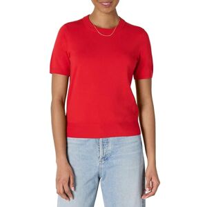 Amazon Essentials Damen Kurzärmeliges Pullovertop mit Rundhalsausschnitt – Regular Fit, Kräftiges Mohnrot, M Amazon Essentials Damen Kurzärmeliges Pullovertop mit Rundhalsausschnitt – Regular Fit, Kräftiges Mohnrot, M
