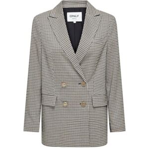 ONLY Damen ONLLETTIE LS Loose Check TLR Blazer, Black/Checks:Pumice Stone + Cloud Dancer, 36 ONLY Damen ONLLETTIE LS Loose Check TLR Blazer, Black/Checks:Pumice Stone + Cloud Dancer, 36