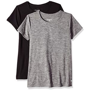 Amazon Essentials Damen Schnelltrocknendes Kurzärmliges Sport-T-Shirt aus Tech Stretch mit Rundhalsausschnitt, 2er-Pack, Kohlegrau Space-dye/Schwarz, XL Amazon Essentials Damen Schnelltrocknendes Kurzärmliges Sport-T-Shirt aus Tech Stretch mit Rundhalsausschnitt, 2er-Pack, Kohlegrau Space-dye/Schwarz, XL