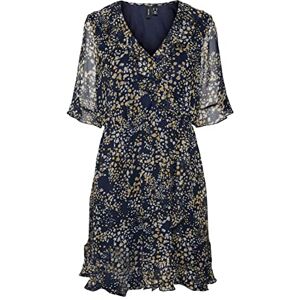 VERO MODA Damen Vmdora Kaya 2/4 Short Dress Wvn Ga Kleid, Navy Blazer/Aop:dora, S VERO MODA Damen Vmdora Kaya 2/4 Short Dress Wvn Ga Kleid, Navy Blazer/Aop:dora, S