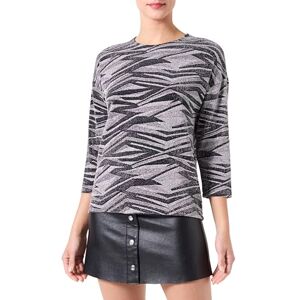ONLY Damen Onlqueen 3/4 Glitter Top JRS, Silver/Pattern:Graphic Zebra, S ONLY Damen Onlqueen 3/4 Glitter Top JRS, Silver/Pattern:Graphic Zebra, S