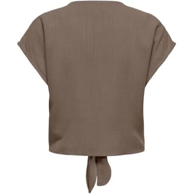 ONLY Damen Kurzarm Bluse mit Knopfleiste und Bindeschleife Cropped Shirt ONLY Damen Kurzarm Bluse mit Knopfleiste und Bindeschleife Cropped Shirt
