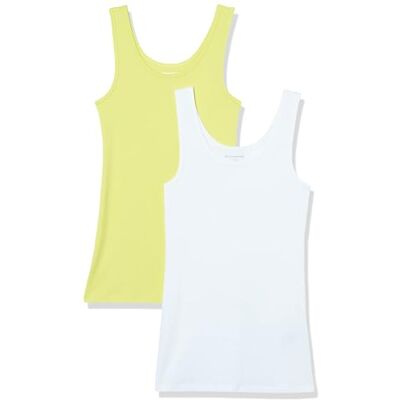 Amazon Essentials Damen Tanktop, Schmale Passform, 2er-Pack, Gelb/Weiß, XXL Amazon Essentials Damen Tanktop, Schmale Passform, 2er-Pack, Gelb/Weiß, XXL