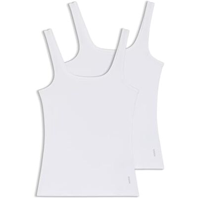 HUGO Damen Twin Vest Top, White100, L EU HUGO Damen Twin Vest Top, White100, L EU