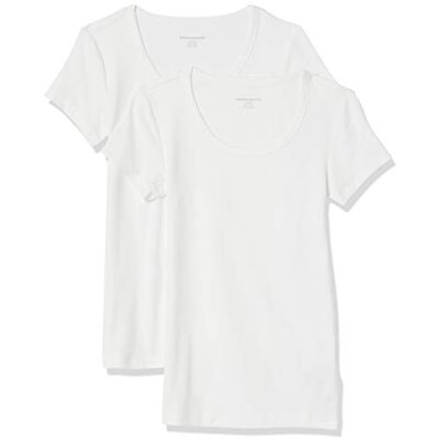 Amazon Essentials Damen Basic U-Ausschnitt T-Shirt mit Flügelärmeln aus Modal-Baumwolle, Schmaler Passform, 2er-Pack, Weiß, XS Amazon Essentials Damen Basic U-Ausschnitt T-Shirt mit Flügelärmeln aus Modal-Baumwolle, Schmaler Passform, 2er-Pack, Weiß, XS