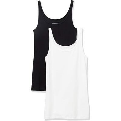 Amazon Essentials Tanktop für Damen, schmale Passform, dünne Träger, 2er-Pack, Schwarz/Weiß, X-Small Amazon Essentials Tanktop für Damen, schmale Passform, dünne Träger, 2er-Pack, Schwarz/Weiß, X-Small