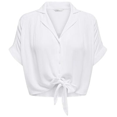 ONLY Damen Onlpaula Life S/S Tie Shirt WVN Noos, Weiß, XL ONLY Damen Onlpaula Life S/S Tie Shirt WVN Noos, Weiß, XL