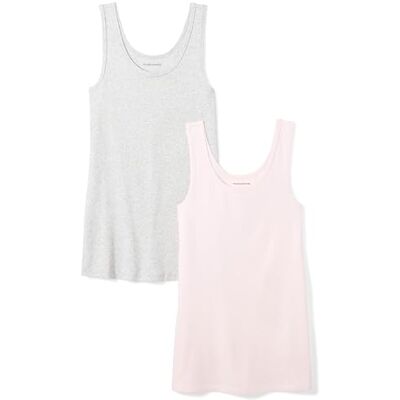 Amazon Essentials Damen Tanktop, Schmale Passform, 2er-Pack, Hellgrau Meliert/Hellrosa, XXL Amazon Essentials Damen Tanktop, Schmale Passform, 2er-Pack, Hellgrau Meliert/Hellrosa, XXL