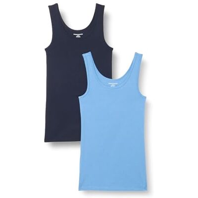 Amazon Essentials Damen Tanktop, Schmale Passform, 2er-Pack, Blau/Marineblau, M Amazon Essentials Damen Tanktop, Schmale Passform, 2er-Pack, Blau/Marineblau, M