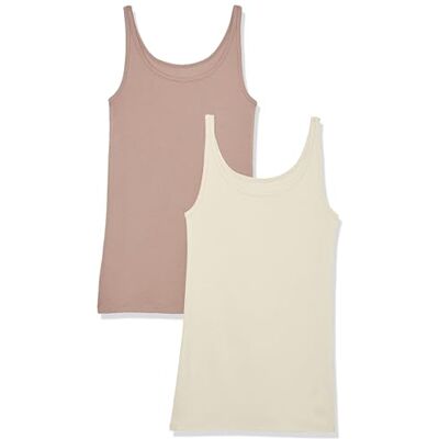 Amazon Essentials Damen Tanktop mit dünnen Trägern, schmale Passform, 2er-Pack, Dunkeltaupe, X-Large Amazon Essentials Damen Tanktop mit dünnen Trägern, schmale Passform, 2er-Pack, Dunkeltaupe, X-Large