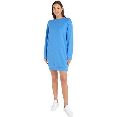 Tommy Hilfiger Damen Kleid 1985 Mini Corplogo C-Nk DRS Ls Langarm, Blau (Blue Spell), L Tommy Hilfiger Damen Kleid 1985 Mini Corplogo C-Nk DRS Ls Langarm, Blau (Blue Spell), L