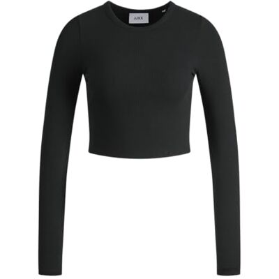 JJXX Damen Jxfeline Ls Rib Tee Noos T Shirt, Schwarz, XS EU JJXX Damen Jxfeline Ls Rib Tee Noos T Shirt, Schwarz, XS EU