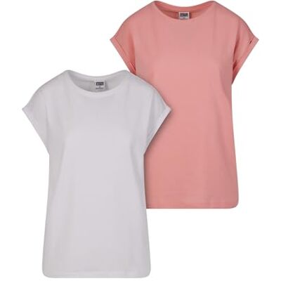 Urban Classics Damen Extended Shoulder Tee 2er Pack – Baumwoll T-Shirt mit überschnittenen Schultern, Loose Fit Basic für Alltag, Freizeit & Streetwear,Lemonadepink+White,3XL Urban Classics Damen Extended Shoulder Tee 2er Pack – Baumwoll T-Shirt mit überschnittenen Schultern, Loose Fit Basic für Alltag, Freizeit & Streetwear,Lemonadepink+White,3XL
