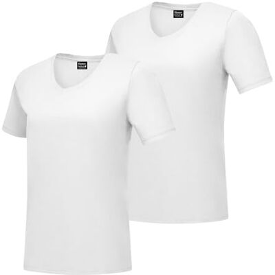 Hanes Damen Perfect-t V-Neck, Cotton Short Sleeve Tee for Women, 1 Or 2 Pack T-Shirt, Weiß, Mittel (2er Pack) Hanes Damen Perfect-t V-Neck, Cotton Short Sleeve Tee for Women, 1 Or 2 Pack T-Shirt, Weiß, Mittel (2er Pack)