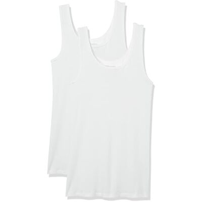Amazon Essentials Damen Tanktop, Schmale Passform, 2er-Pack, Weiß, M Amazon Essentials Damen Tanktop, Schmale Passform, 2er-Pack, Weiß, M