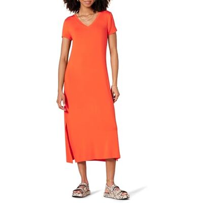 Amazon Essentials Damen Kurzärmliges, mittellanges Jersey-Kleid mit V-Ausschnitt Amazon Essentials Damen Kurzärmliges, mittellanges Jersey-Kleid mit V-Ausschnitt