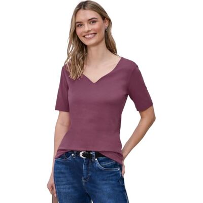 Street One Damen Kurzarm Shirt mit Herzausschnitt Street One Damen Kurzarm Shirt mit Herzausschnitt