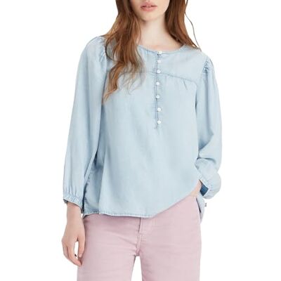 Levi's Damen Halsey 3/4 Sleeve Woven Blouses Blouse, Tech Tricks No Damage, L Levi's Damen Halsey 3/4 Sleeve Woven Blouses Blouse, Tech Tricks No Damage, L