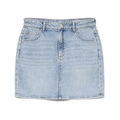 VERO MODA Rock Mini Denim Jeansrock Hoher Bund Knopfleiste Taschen Minirock, Farben:Hellblau, Größe:XL VERO MODA Rock Mini Denim Jeansrock Hoher Bund Knopfleiste Taschen Minirock, Farben:Hellblau, Größe:XL