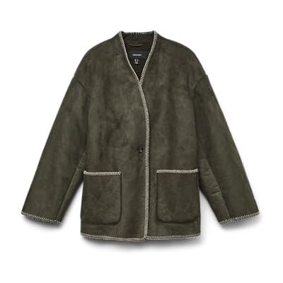 VERO MODA Damen Vmliva Jacket Kurzjacke, Peat/Detail:Oatmeal Detail, L VERO MODA Damen Vmliva Jacket Kurzjacke, Peat/Detail:Oatmeal Detail, L