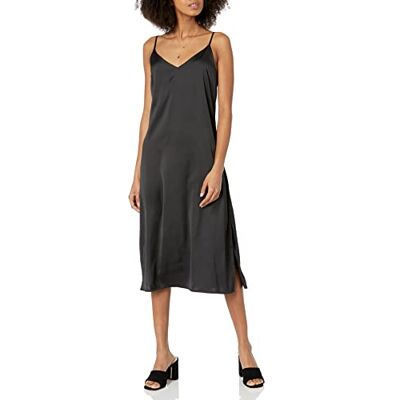 The Drop Damen Ana Midi-Kleid, V-Ausschnitt, seidiger Slip-Dress-Stil, Schwarz, 3XL Größen The Drop Damen Ana Midi-Kleid, V-Ausschnitt, seidiger Slip-Dress-Stil, Schwarz, 3XL Größen