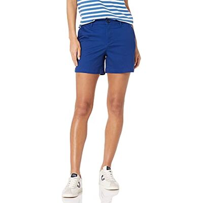 Amazon Essentials Damen Khakifarbene Slim-Fit-Shorts mit mittlerer Leibhöhe, 13cm Beininnenlänge (Erhältlich in Straight Fit und Curvy Fit), Blau, 38 Amazon Essentials Damen Khakifarbene Slim-Fit-Shorts mit mittlerer Leibhöhe, 13cm Beininnenlänge (Erhältlich in Straight Fit und Curvy Fit), Blau, 38