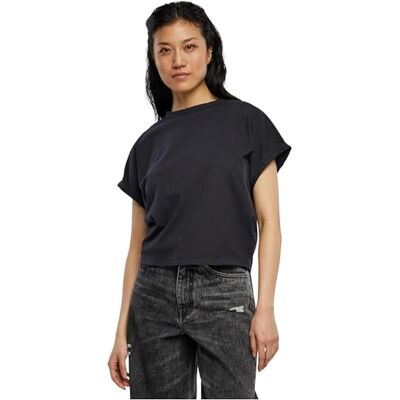 Urban Classics Ladies Short Pigment Dye Cut On Sleeve Tee, Black, S Urban Classics Ladies Short Pigment Dye Cut On Sleeve Tee, Black, S