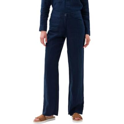BRAX Damen Style Farina Pure Linen Hose Navy 38W / 30L BRAX Damen Style Farina Pure Linen Hose Navy 38W / 30L