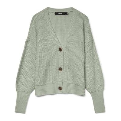 VERO MODA Damen Vmlea Ls V-Hals Manchet Noos Cardigan Sweater, Desert Sage, M EU VERO MODA Damen Vmlea Ls V-Hals Manchet Noos Cardigan Sweater, Desert Sage, M EU