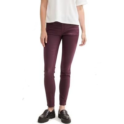 TOM TAILOR Damen Coated Alexa Skinny Jeans in Leder-Optik, 35796 BlackBerry, 33/32 TOM TAILOR Damen Coated Alexa Skinny Jeans in Leder-Optik, 35796 BlackBerry, 33/32