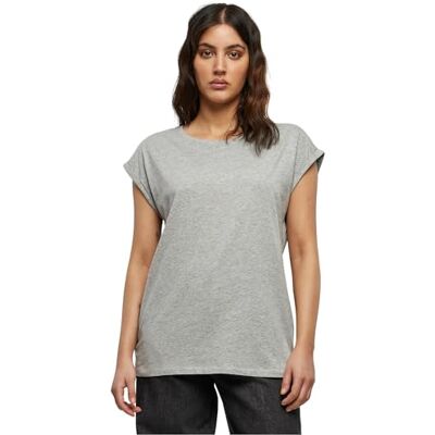 Urban Classics Damen T-Shirt Ladies Extended Shoulder Tee, T-Shirt mit überschnittenen Schultern, aus Baumwolle, erhältlich in vielen Farben, Grey, L Urban Classics Damen T-Shirt Ladies Extended Shoulder Tee, T-Shirt mit überschnittenen Schultern, aus Baumwolle, erhältlich in vielen Farben, Grey, L