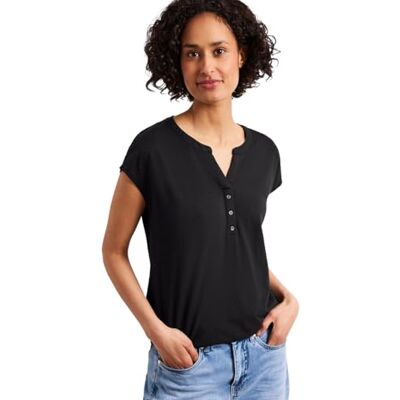 Street One Damen Dropped Shoulder Shirt mit Split Neck Street One Damen Dropped Shoulder Shirt mit Split Neck