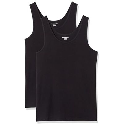 Amazon Essentials Damen Tanktop, Schmale Passform, 2er-Pack, Schwarz, XXL Amazon Essentials Damen Tanktop, Schmale Passform, 2er-Pack, Schwarz, XXL