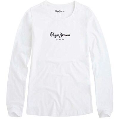 Pepe Jeans Damen New Virginia Ls N T-Shirt, Weiß, L Pepe Jeans Damen New Virginia Ls N T-Shirt, Weiß, L