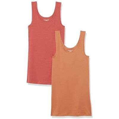 Amazon Essentials Damen Tanktop, Schmale Passform, 2er-Pack, Karamell/Ziegelrot, XL Amazon Essentials Damen Tanktop, Schmale Passform, 2er-Pack, Karamell/Ziegelrot, XL