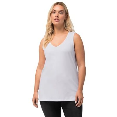 Ulla Popken Damen Feminines Top mit V-Neck T-Shirt, schneeweiß, 54-56 Ulla Popken Damen Feminines Top mit V-Neck T-Shirt, schneeweiß, 54-56