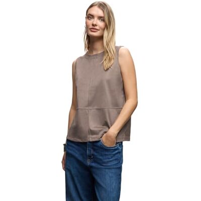 Street One Damen Velours-Top mit Ziernähten Street One Damen Velours-Top mit Ziernähten