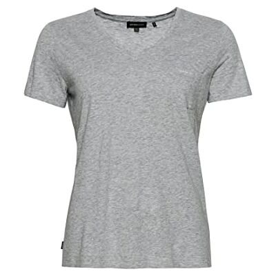 Superdry Damen Pocket V Neck Tee T-Shirt, Mid Marl, XXS Superdry Damen Pocket V Neck Tee T-Shirt, Mid Marl, XXS