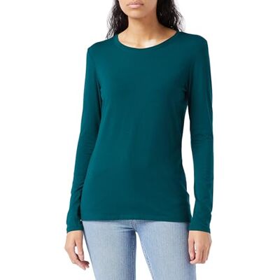 Amazon Essentials Damen Langärmeliges T-Shirt mit Rundhalsausschnitt in klassischer Passform (erhältlich in Übergröße), Dunkelgrün, Größe M Amazon Essentials Damen Langärmeliges T-Shirt mit Rundhalsausschnitt in klassischer Passform (erhältlich in Übergröße), Dunkelgrün, Größe M