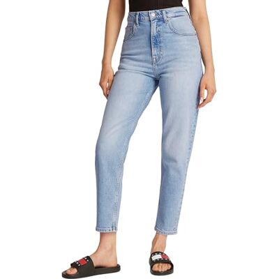 Tommy Jeans Damen Jeans Hose Mom Jean High Waist, Blau (Denim Light), 34W/27L Tommy Jeans Damen Jeans Hose Mom Jean High Waist, Blau (Denim Light), 34W/27L
