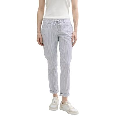 TOM TAILOR Damen 1045421 Hose, 37464 Navy Irregular Woven Stripe, 38W / 28L EU TOM TAILOR Damen 1045421 Hose, 37464 Navy Irregular Woven Stripe, 38W / 28L EU