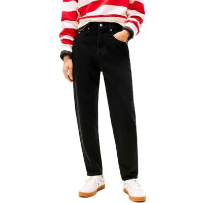 Tommy Jeans Damen Jeans Hose Mom Jean Knöchelfrei, Schwarz (Denim Black), 25W/32L Tommy Jeans Damen Jeans Hose Mom Jean Knöchelfrei, Schwarz (Denim Black), 25W/32L