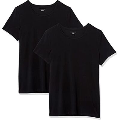 Amazon Essentials Damen T-Shirt mit kurzen Ärmeln und Rundhalsausschnitt in normaler Passform, 2er-Pack, Schwarz, XXL Amazon Essentials Damen T-Shirt mit kurzen Ärmeln und Rundhalsausschnitt in normaler Passform, 2er-Pack, Schwarz, XXL
