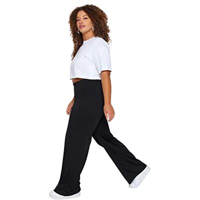 TRENDYOL Damen Gerade Regulär Hohe Taille Hosen in Plus Size TRENDYOL Damen Gerade Regulär Hohe Taille Hosen in Plus Size