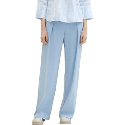 TOM TAILOR Damen Lea Straight Fit Hose mit weitem Bein, 34587 Light Fjord Blue, 36/32 TOM TAILOR Damen Lea Straight Fit Hose mit weitem Bein, 34587 Light Fjord Blue, 36/32