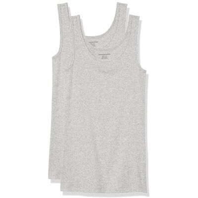 Amazon Essentials Damen Tanktop, Schmale Passform, 2er-Pack, Hellgrau Meliert, S Amazon Essentials Damen Tanktop, Schmale Passform, 2er-Pack, Hellgrau Meliert, S
