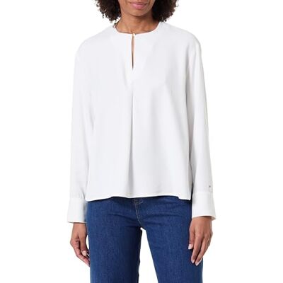 Tommy Hilfiger Damen Bluse Relaxed mit Schlitz, Weiß (Ecru), 34 Tommy Hilfiger Damen Bluse Relaxed mit Schlitz, Weiß (Ecru), 34
