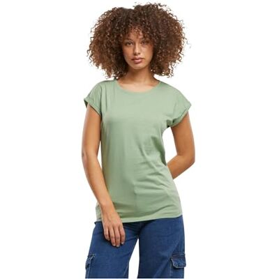 Build Your Brand Damen T-Shirt Ladies Extended Shoulder Tee, lang geschnittenes T-Shirt für Frauen, Baumwolle, Paleleaf, S Build Your Brand Damen T-Shirt Ladies Extended Shoulder Tee, lang geschnittenes T-Shirt für Frauen, Baumwolle, Paleleaf, S